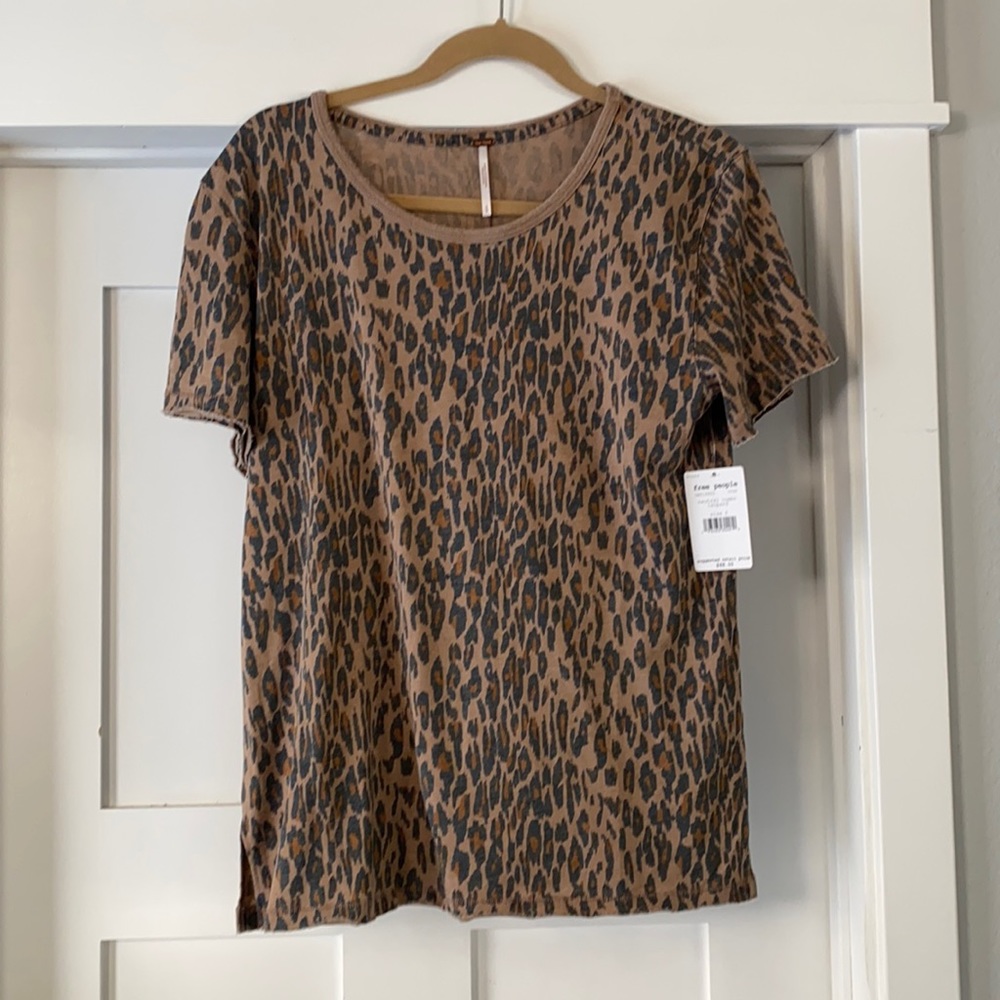 Free People Leopard Tourist Tee S Small NWT